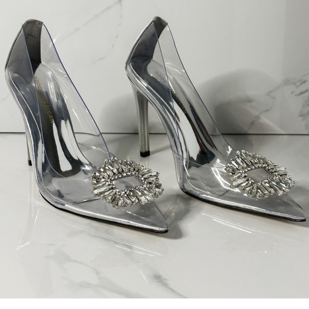 Good American Glass Cinder-f*cking- Rella  Pointed Pump Size 7.5